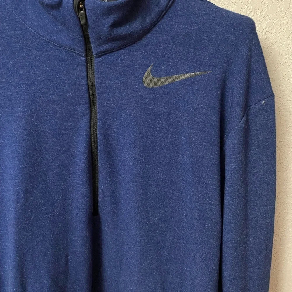 NIKE Dri-Fit quarter zip navy long sleeve pop over collared jacket size Small